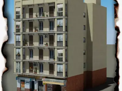 Building apartment Low-poly 3D model shop