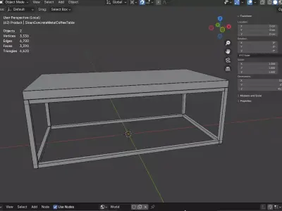Sloan Concrete Metal Coffee Table Low-poly 3D model