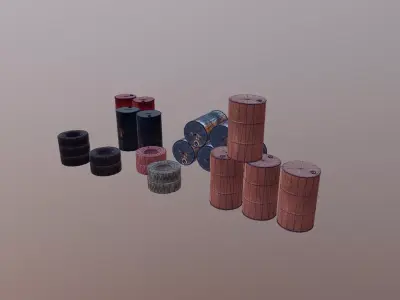 Barrels and treys kit  Low-poly 3D model