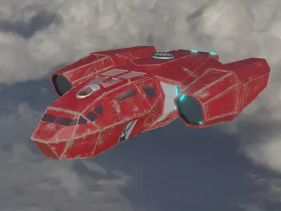 Futuristic Spaceship - concept - low poly -game ready - textured Low-poly 3D model