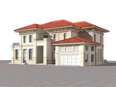 Villa house with roof 3D model shop