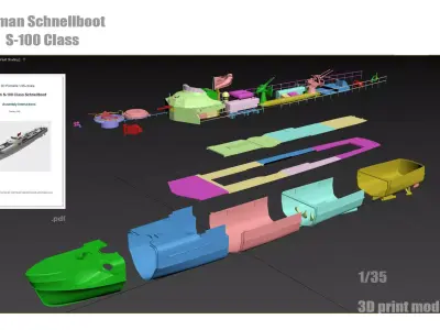  1 35 German S-100  Speedboat model free Building Instructions  Free 3D print model
