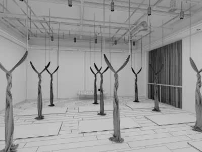 Dance yoga classroom Low-poly 3D model