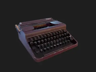 Realistic Game-Ready 1951 Red Olympia SM1 Typewriter model Low-poly 3D model
