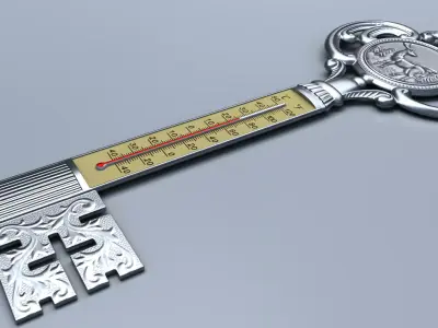 Antique Room Thermometer Iron 3D model