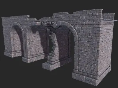 Bridge Ruins Low-poly 3D model