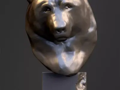 Grizzly Bear Head Sculpture Free 3D print model