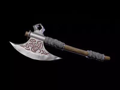 Battle Axe Low-poly 3D model 3