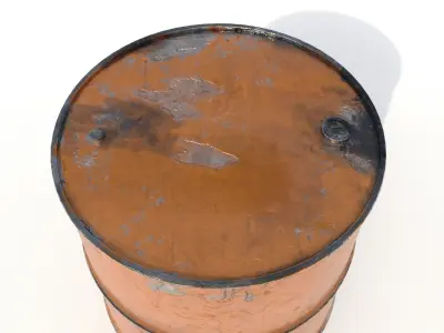 Rusty metal oil barrel 3D model