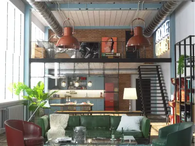 Industrial Loft Octane Render 3D model