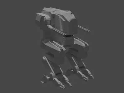 Low poly  military robot Low-poly 3D model