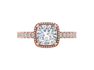 Cushion Solitaire Ring 3D print model shop