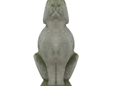 Rabbit stone statues Low-poly 3D model