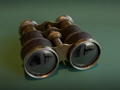 Vintage Binoculars Low-poly 3D model