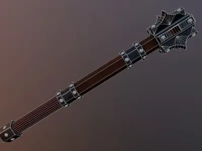 Medieval mace Low-poly 3D model 5