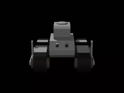 Stylized Low Poly Tank Heavy Cannon Game Ready Low-poly 3D model