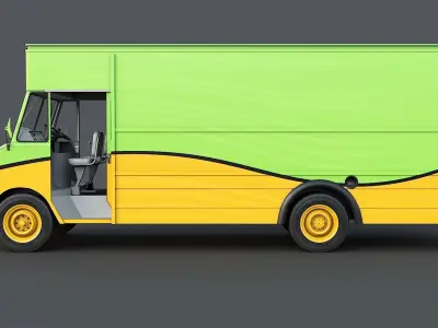 Food truck step van Low-poly 3D model