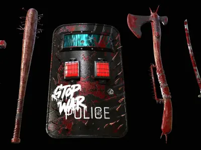 5 apocalypse weapon Low-poly 3D model