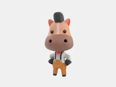 Cute Horse 3D Illustration 3D model get