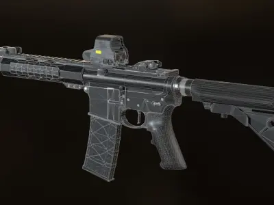 AR-15 Assault Rifle Low-poly 3D model