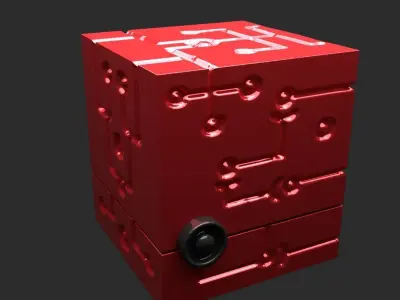 low poly evil cube Low-poly 3D model