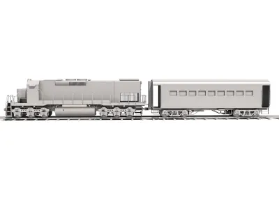 Locomotive Train with Wagon 3D model