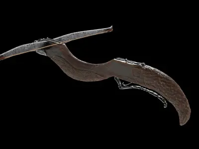 Medieval crossbow with metal wolf head 3D model