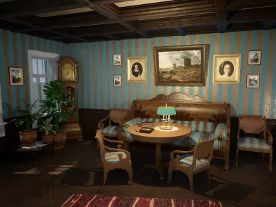 ANTIQUE LIVING ROOM UNREAL ENGINE 4 Low-poly 3D model