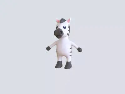 High-Quality 3D Cute Zebra for Games Low-poly 3D model