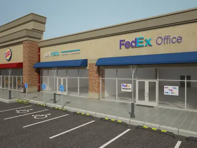 Retail Store Building 3D model shop
