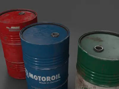 Barrels oil cans Low-poly 3D model