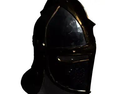 Medieval Knights Helmet with Chainmail Low-poly 3D model