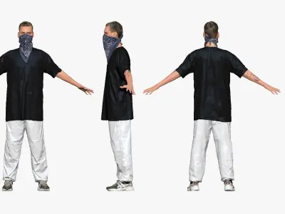 001248 young man in gangster style of wear Low-poly 3D model