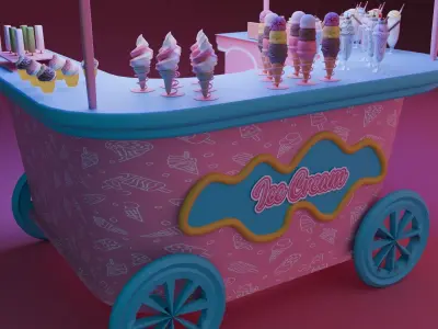Ice Cream Cart 3D model buy