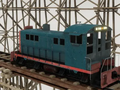 Railway Bridge 3D models complete of locomotive 3D 3D Model Pack