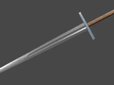 Excalibur sword with Grossmesser handle Low-poly 3D model