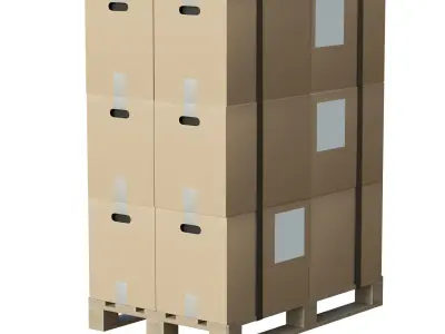 Cardboard Boxes On Pallet Low-poly 3D model