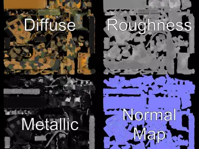 Desert Camouflage Tank model pack Low-poly 3D model purchase