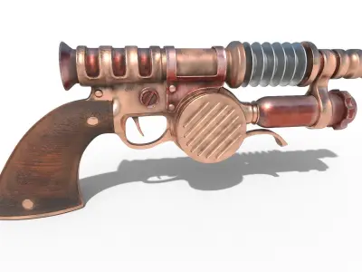 Gun steampunk PBR low poly Low-poly 3D model