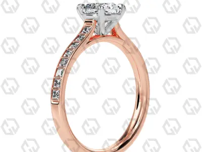 Ring 72 Cushion Shape and princess on shanks with Gems 3D print model