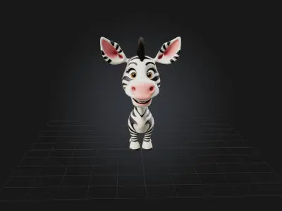 Cartoon Zebra Low-poly 3D model