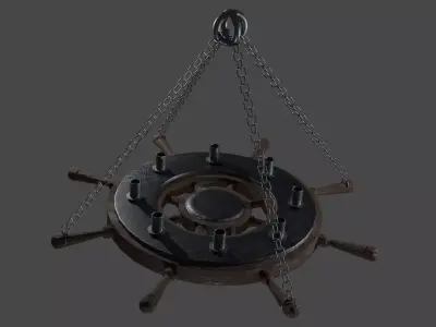 Ships Wheel Chandelier Low-poly 3D model