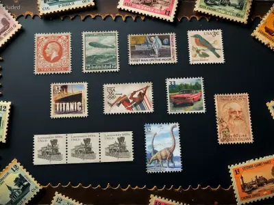 Vintage Old Postage Stamp Set 3D model