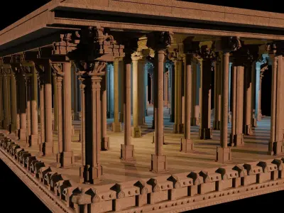 south indian Dravidian temple architecture 3D model
