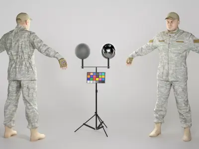 Soldier in American military uniform in A-pose 295 Low-poly 3D model