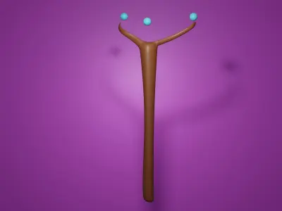Staff asset videogame Low-poly 3D model