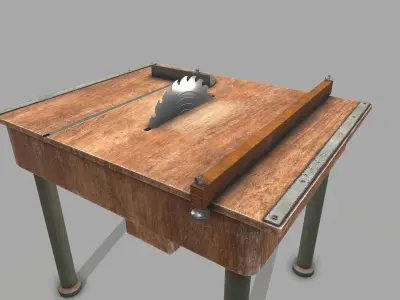 Old Circular Saw Bench  Low-poly 3D model
