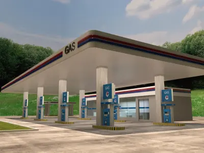 Low-poly Gas Station Free 3D model