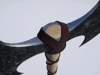 Barbarian Battle Axe game-ready props 3d Low-poly 3D model