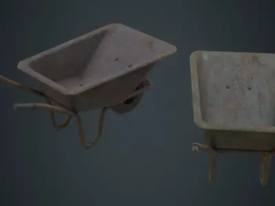 Wheelbarrow 1C Low-poly 3D model